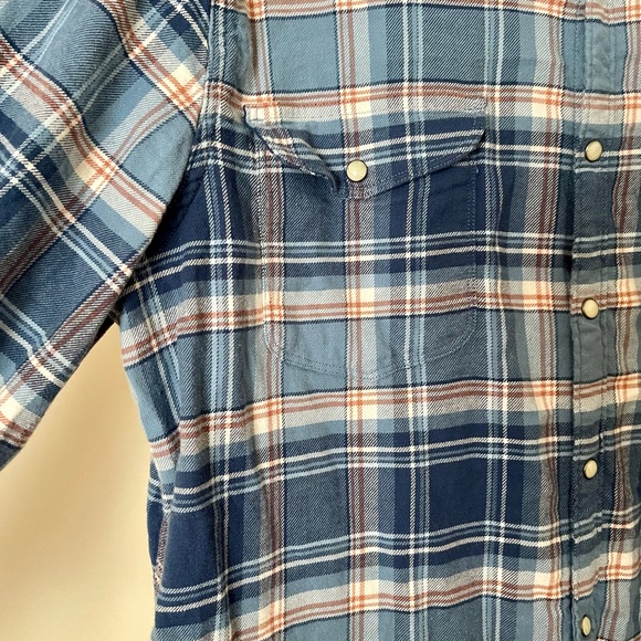 Lucky Brand Men's Flannel Shirt Plaid Long Sleeve Pearl Snap Western Size XL/TG - Picture 7 of 7